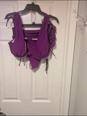 Fashion Nova Purple Underwire Tie-Strap Bikini Set